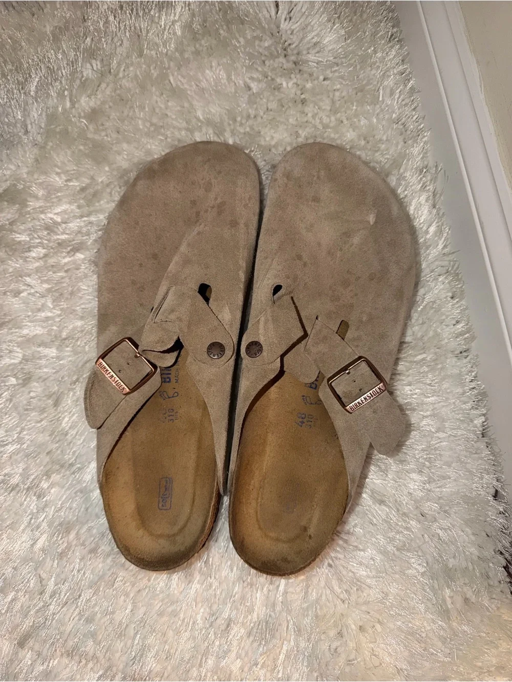 Birkenstock Boston Clog in Taupe Suede with Single Buckle Size 15 Used No Box